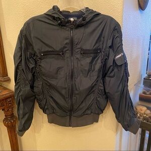 QUIKSILVER Women Ruched Hoodie Zipped Bomber Jacket Size Small
